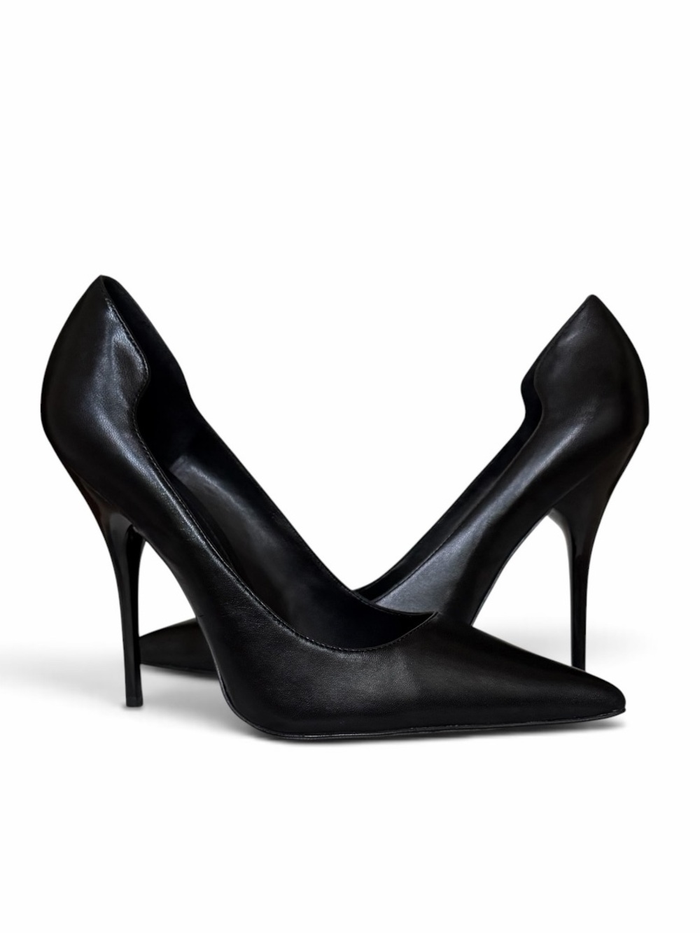 Aldo Black Leather Stiletto Nazilla Heels Size 10